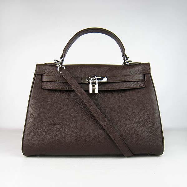 7A Replica Hermes Kelly 32cm Togo Leather Bag Dark Coffee 6108